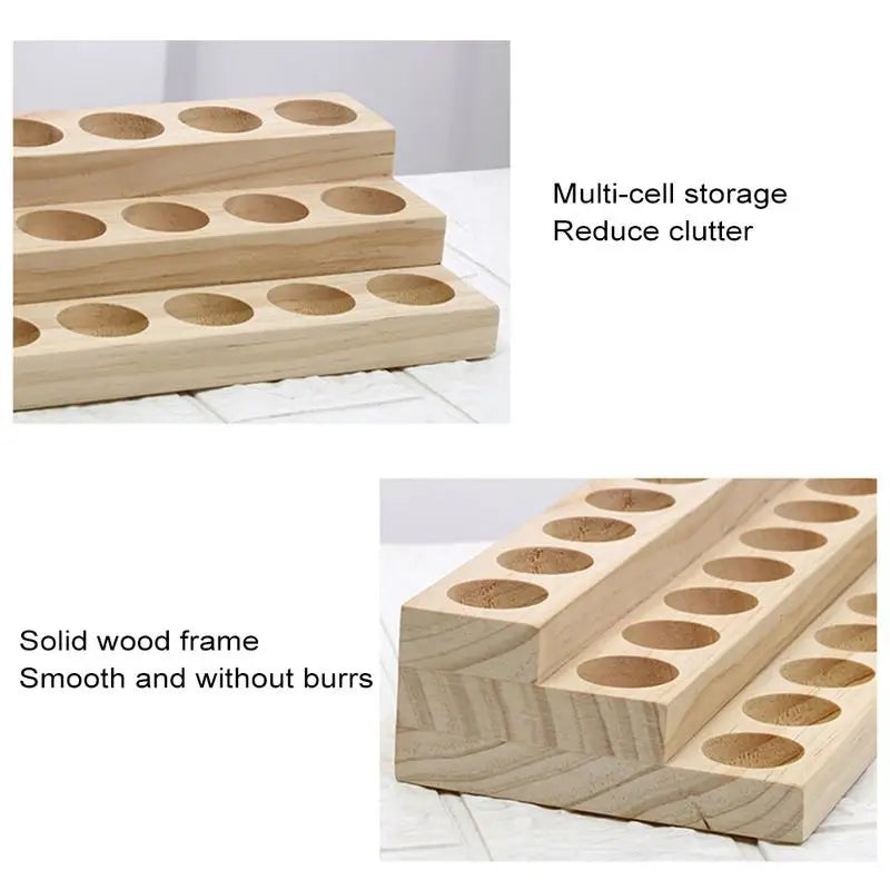 18 Slots Natural Wood Essential Oil Display Stands Holder Rack
