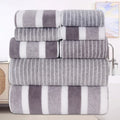 8pcs Coral Fleece Set: Towels, Washcloths, Bath Towels, Quick-Drying Striped Adult Face Towels for Bathrooms Zpaxo As shown