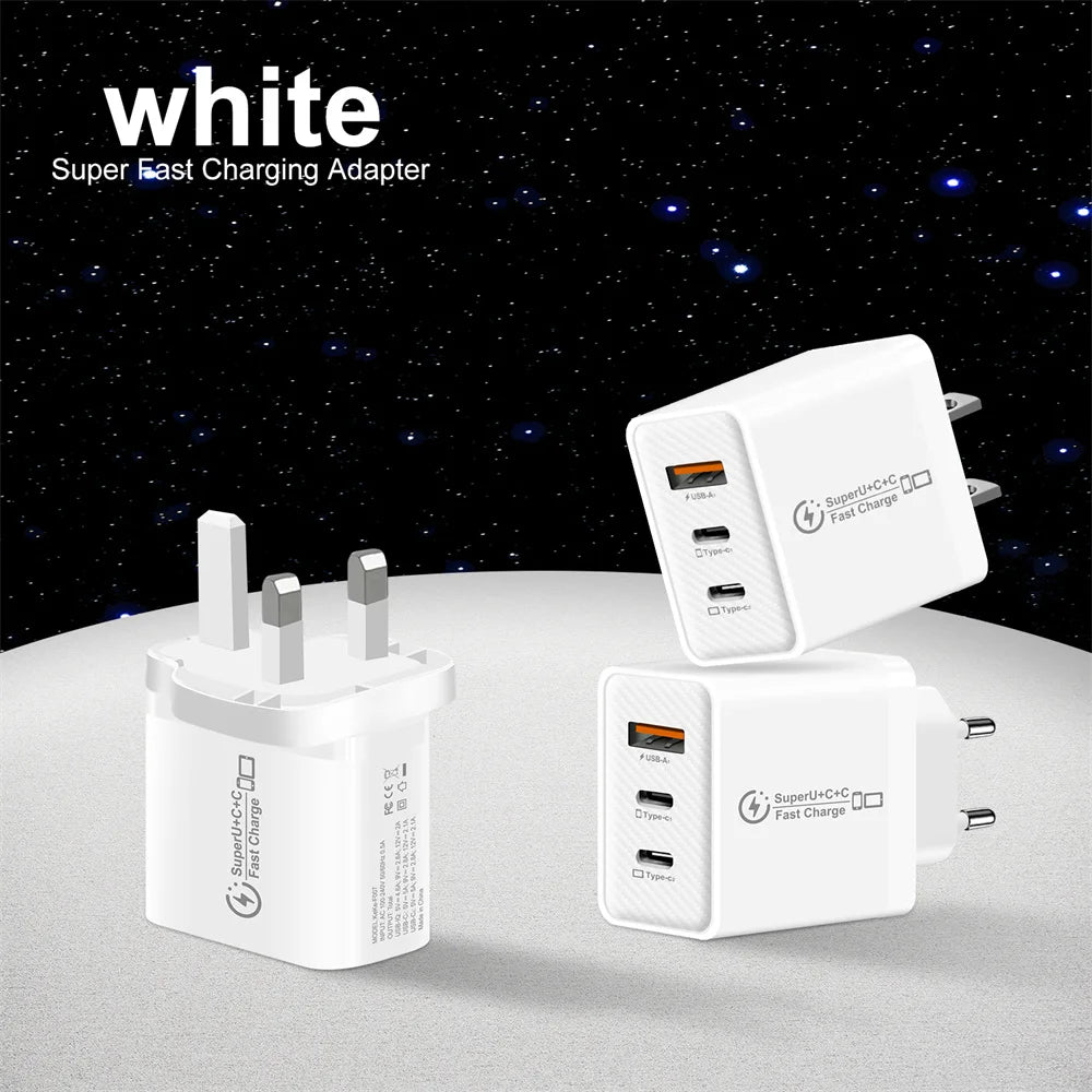 3-in-1 48W USB-C Fast Wall Charger – iPhone, Samsung, Android USB-C Wall Charger Zpaxo