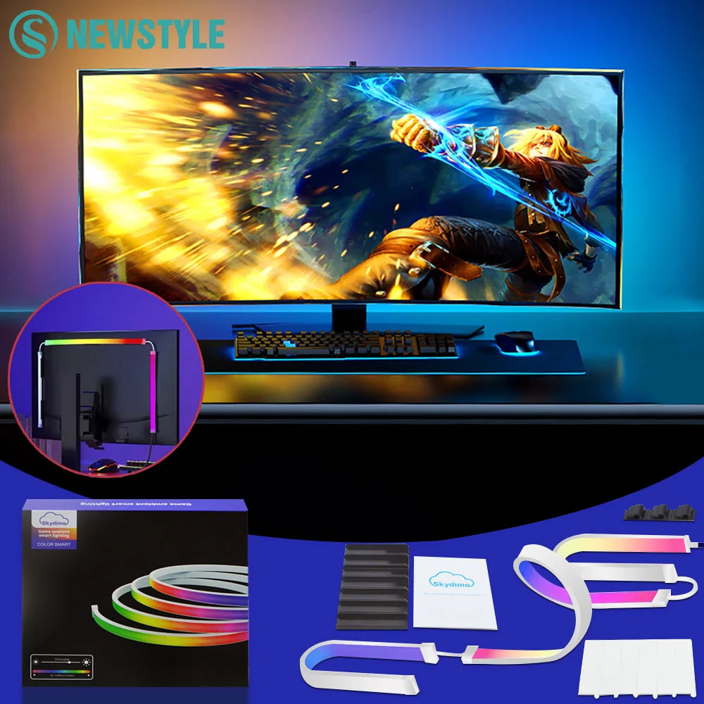 Smart LED Gaming Strip Light Computer Monitor Backlight Sync Strip Light RGB Light Bar Screen USB Gaming Bedroom Decor Lamp Zpaxo