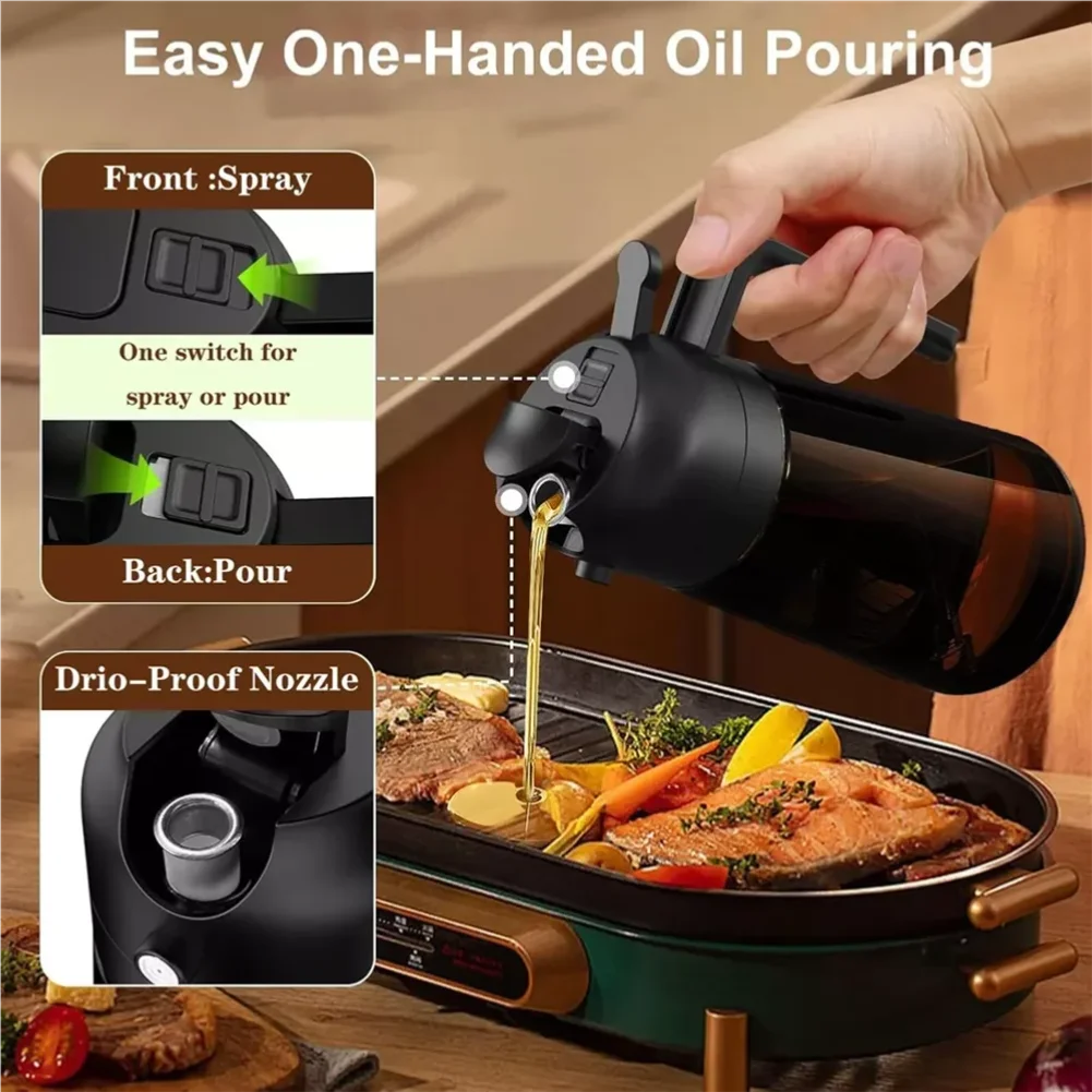 2-in-1 Glass Oil Dispenser & Sprayer - 16oz/470ml Leakproof Olive Oil Sprayer Bottle for Cooking, Air Fryer, BBQ, Baking, Salad Zpaxo