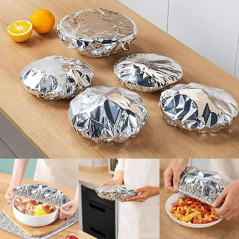 Reusable Aluminum Foil Food Cover Lids – 10 or 50 Pack Food Cover Lid Zpaxo