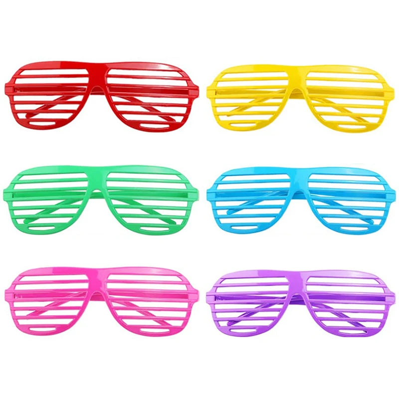 6 Shutter Shades Glasses Sunglasses Neon Eyewears 80s 90s Retro Party Zpaxo 6pcs Shutter