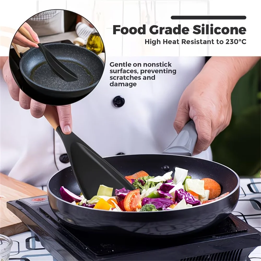 Multifunction Silicone Cooking Spoon Spatula Nonstick Cookware Heat Zpaxo