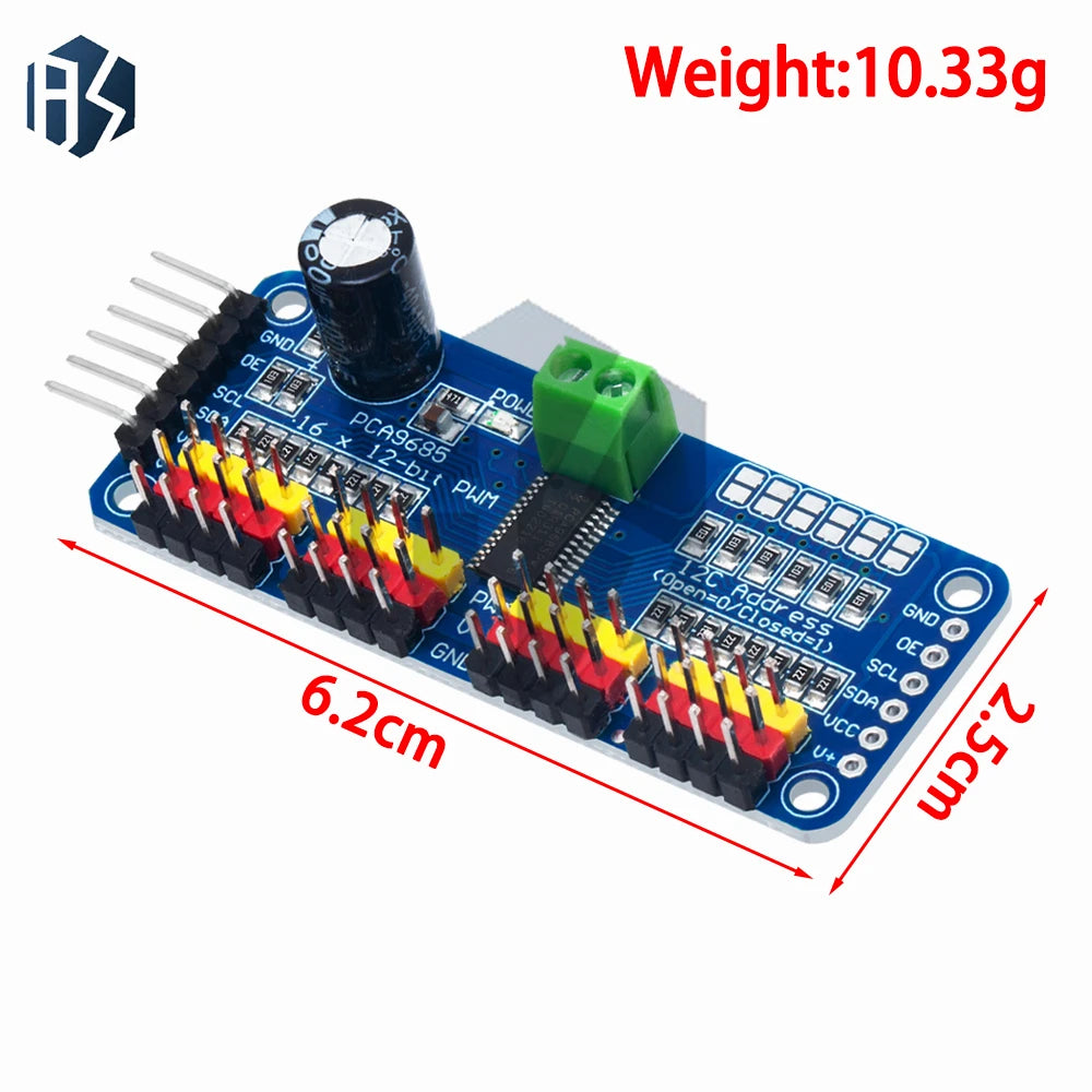 PCA9685 16-Channel 12-bit PWM Servo Driver Board with I2C Interface - Servo Shield Module for Arduino Zpaxo