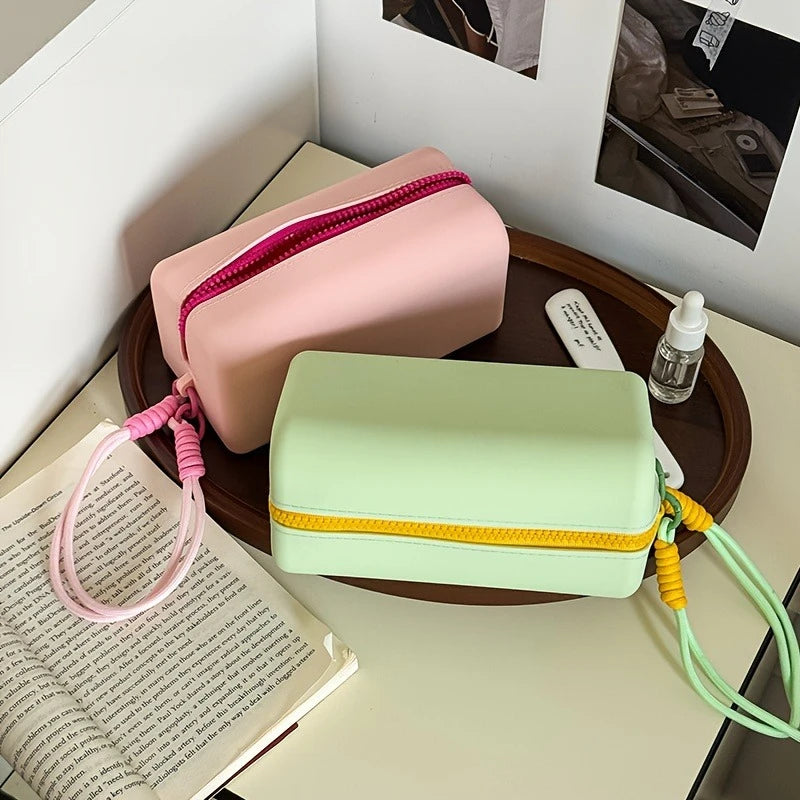 Large Silicone Makeup Bag Multifunctional Toiletry Pouch Hand Strap
