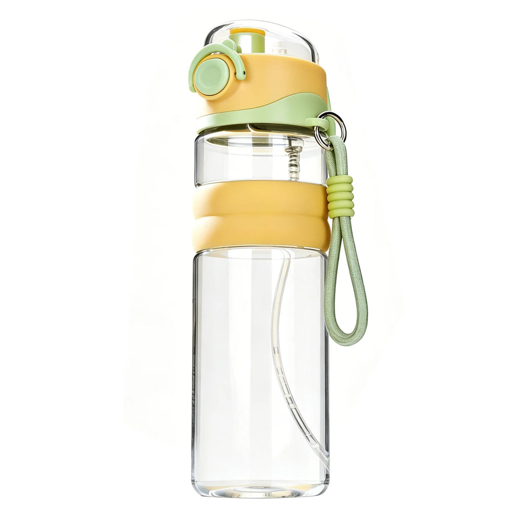 Spray Sports Water Bottle 750ML Direct Drinking Dual-Use Plastic Water Bottles with Straw 2 In1 Cup for Outdoor Sporting Zpaxo Yellow