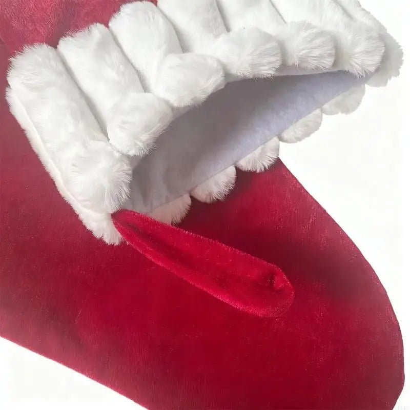 Premium Plush Holiday Stocking Red Design Sturdy Celebration Sock
