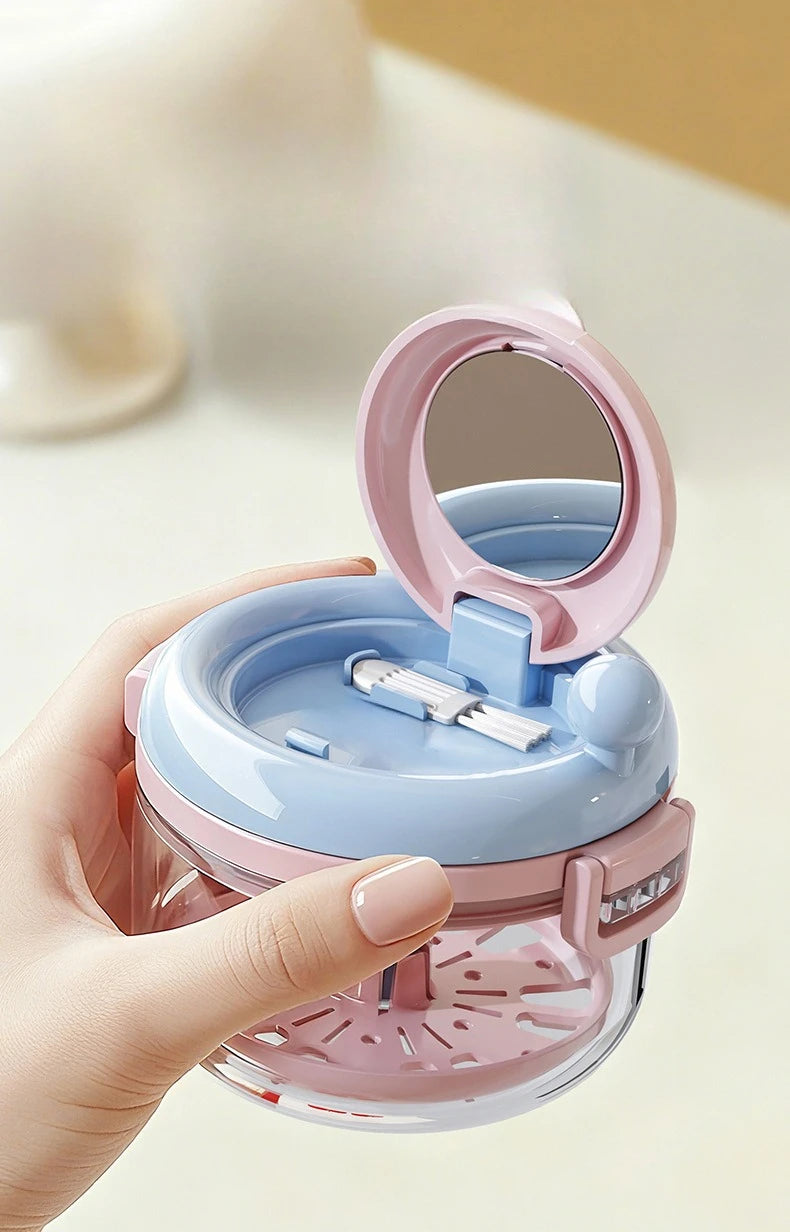 Dopamine 2-in-1 Hand cranked Toothpaste Cleaner with Mirror Child Orthodontic Retainer Denture Storage Box Zpaxo