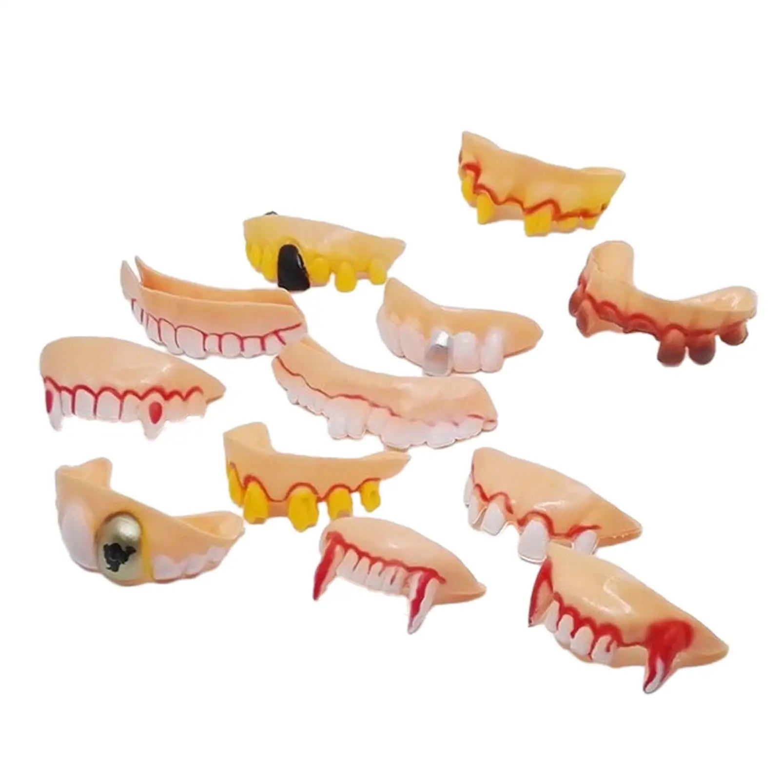 Halloween Fake Teeth Halloween Front Teeth Funny Fake Teeth Decoration for Stage Performance Dress up Party Halloween Masquerade Zpaxo 12pcs Skin Color