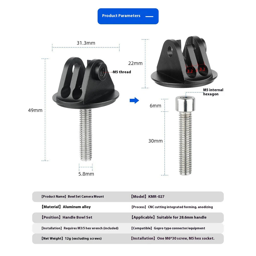 Bicycle Computer Stand Wrench Sports Camera Fork Stem Cap Extension