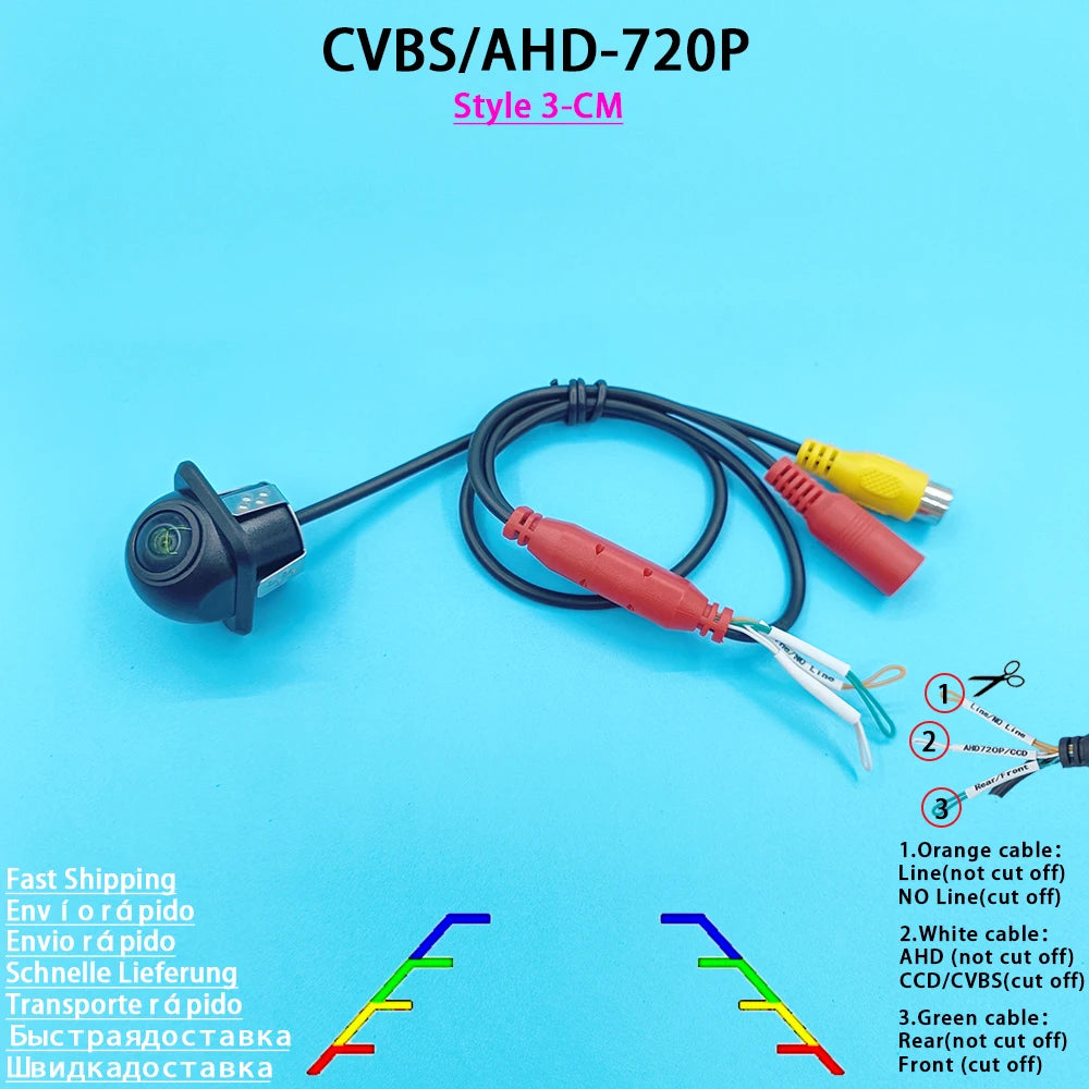 AHD CVBS Car Rear View Camera Night Vision Waterproof Drill Hole