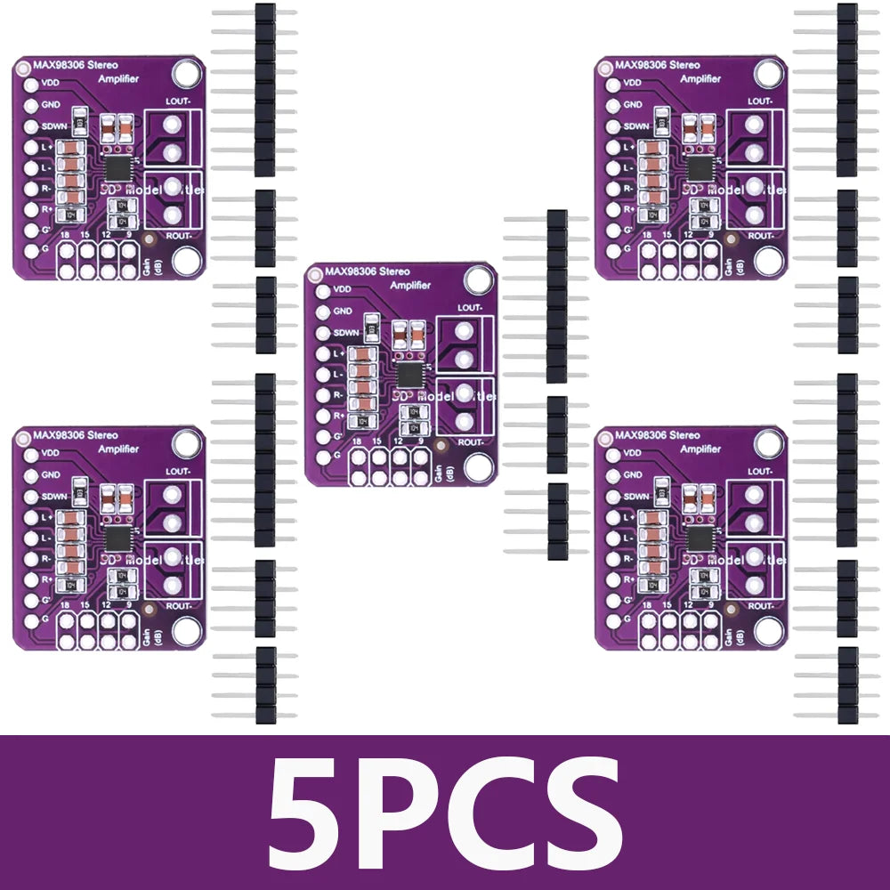 1~10PCS EGBO CJMCU-98306 MAX98306 3.3V~5.5V Stereo Class D Amplifier Class AB Audio 3.7W Gain setting 6DB 9DB 12DB 15DB 18DB Zpaxo MAX98306-5PCS