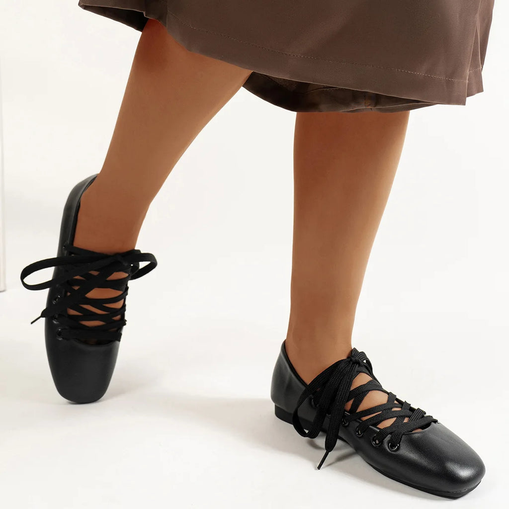 Cross Strap Women Ballet Flats Shoes Comfort Soft Sole Spring Autumn