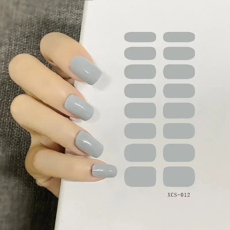 53 Colors Nail Polish Stickers Pure Strips Waterproof Adhesive Full