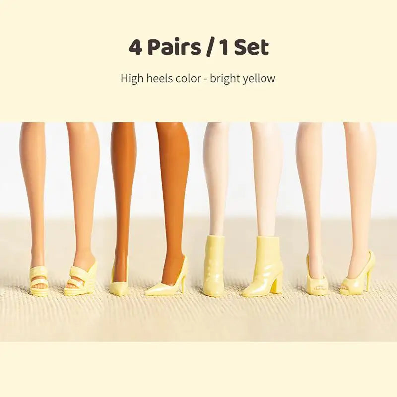 4 Pairs Doll Heels Ankle Boot Supermodel Similar Foot Shape Wearable Zpaxo Yellow