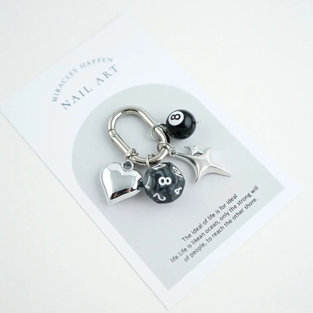 Fashion Billiard Pool Keychain Colorful Irregular Mini Billiards Keychains Ins Creative 12 Sides Cube Keyrings Zpaxo