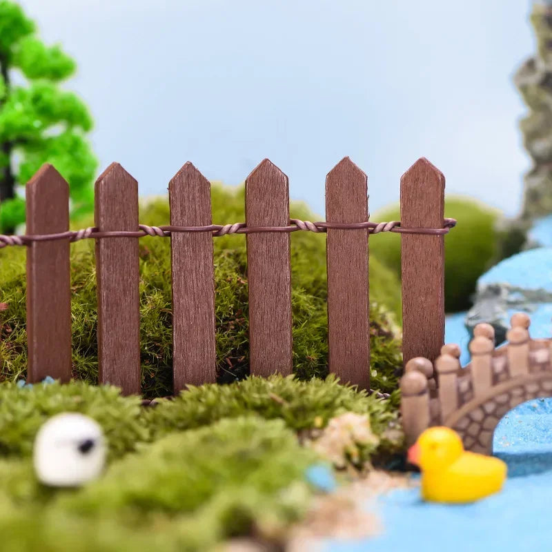 Miniature Wooden Fairy Garden Fence – DIY Micro Landscape Decor Miniature Garden Decor Zpaxo Coffee