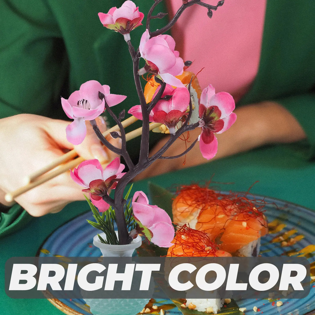 Vivid Simulated Plum Blossom Sushi Plate Flower Decor Artificial