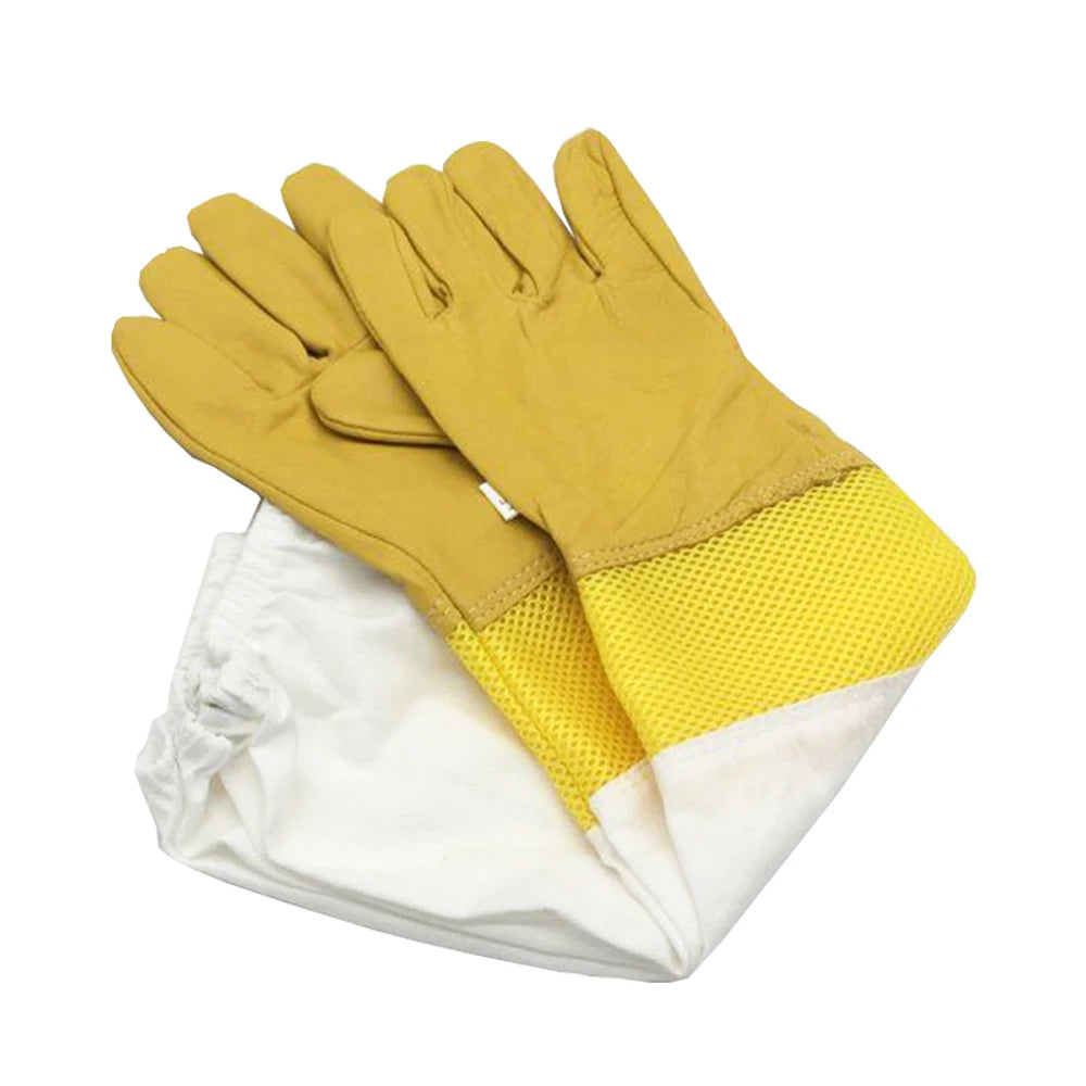 1 Pair Beekeeping Gloves Sting Sheepskin Long Beekeepers Zpaxo Light Yellow XXXL