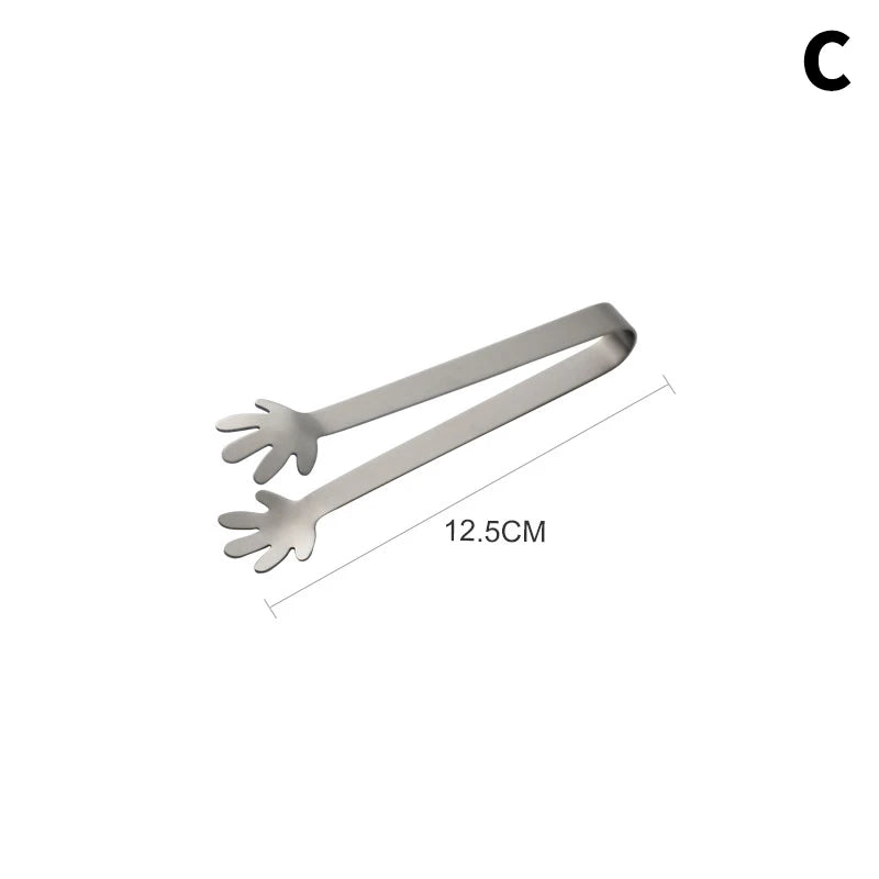 5PCS Stainless Steel Mini Creative Food Clip Small Palm Snack Cake Dim Sum Antiskid Food Kitchen Candy Snack Clip Zpaxo 5pcs C
