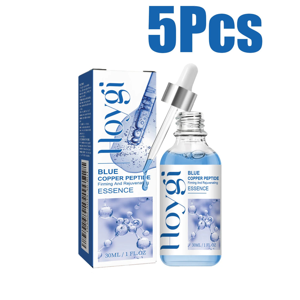 Blue Copper Peptide Firming Essence Skin Tightening Rejuvenating Hydrating Firming Face Serum Improves Texture Fast Absorbing Zpaxo 5 x 30ml Boxed