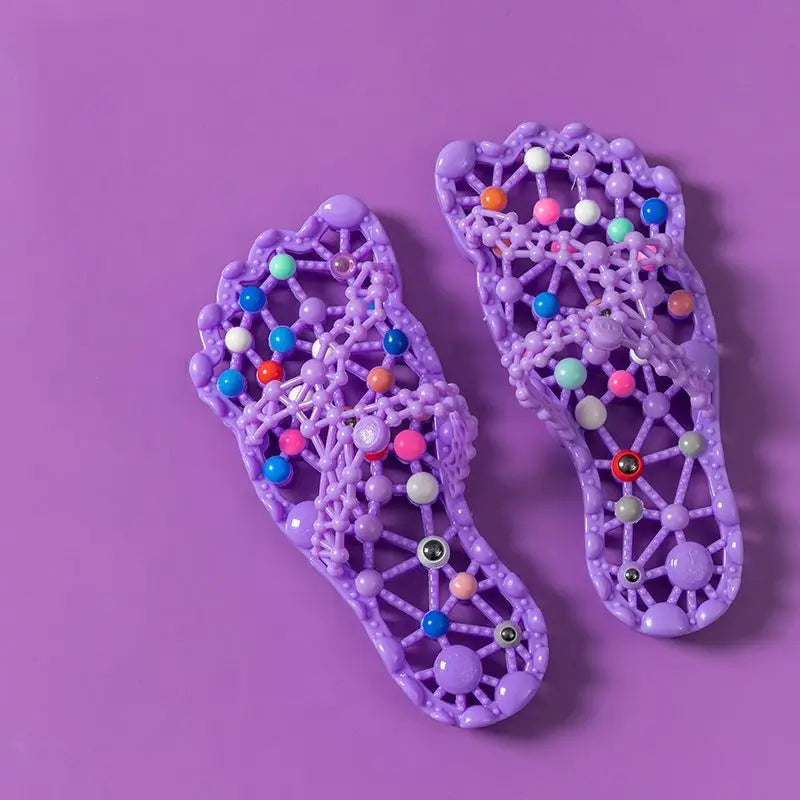 Bathroom summer slippers dormitory anti slip home indoor shower breathable women's hollow foot massage quick drying Zpaxo 41-42 Purple slippers