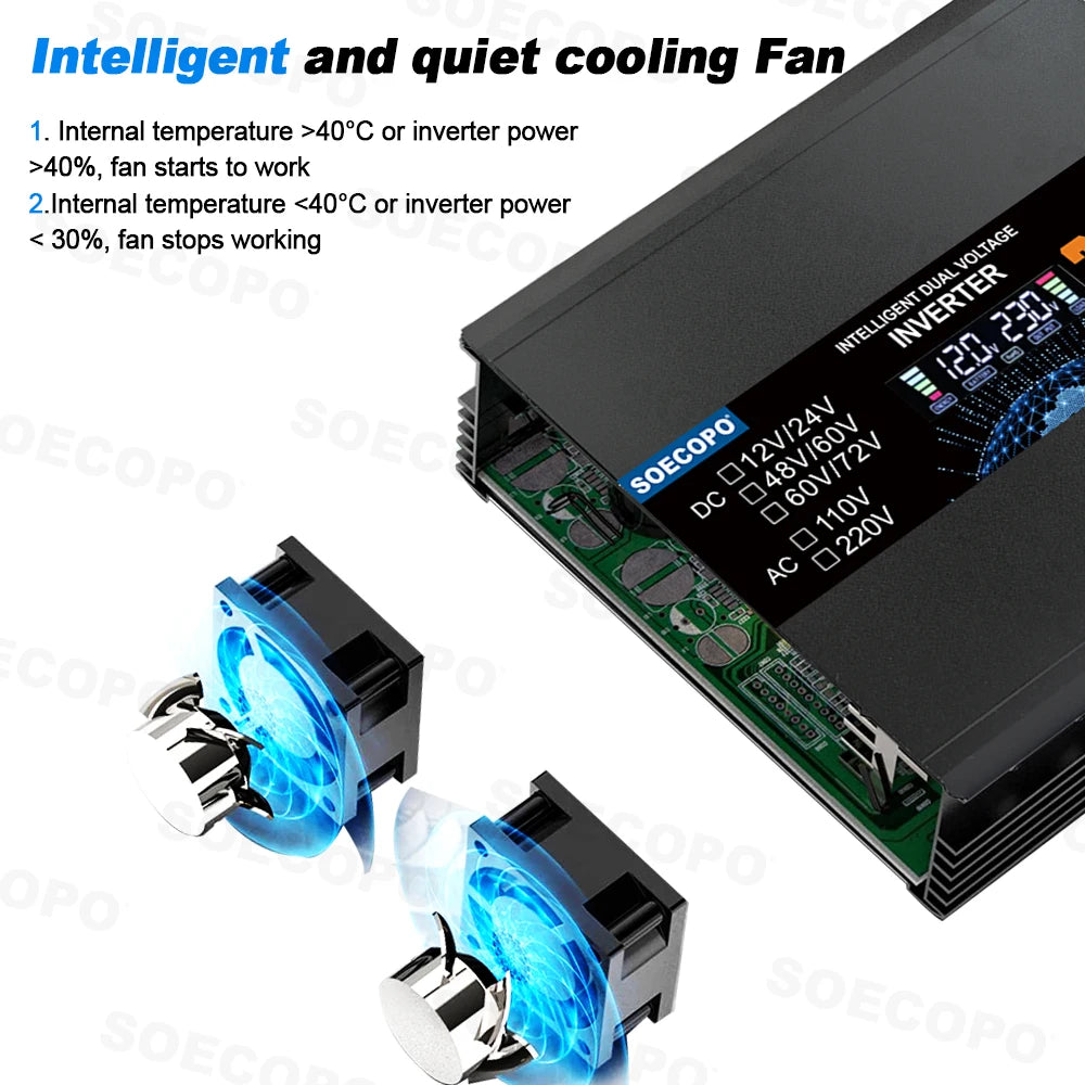 20000W Smart Inverter Dual Voltage Input Solar Current DC 12V 24V 48V