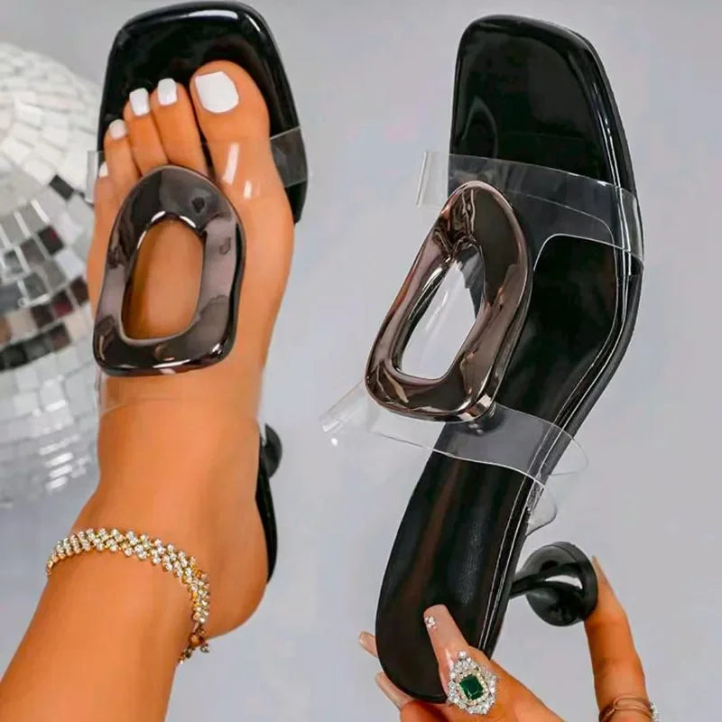 2025 Women Sandals Outdoor Flip Flops Fashion Elegant Metal Shoes Zpaxo