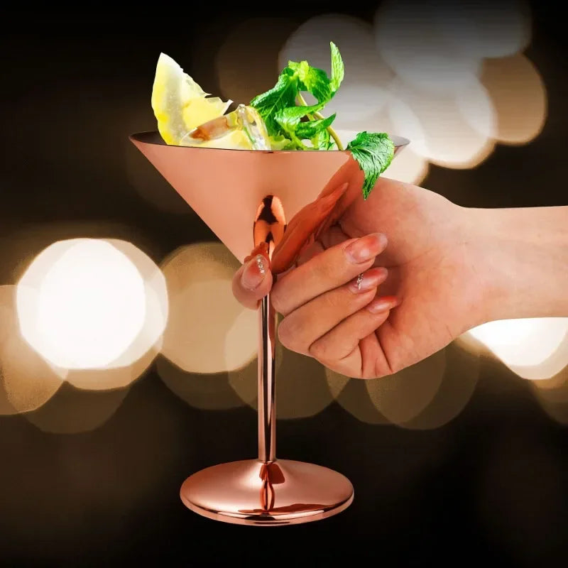 2-Pack Stainless Steel Martini Glasses – Mirror Finish & Easy Clean Cocktail Glass Set Zpaxo