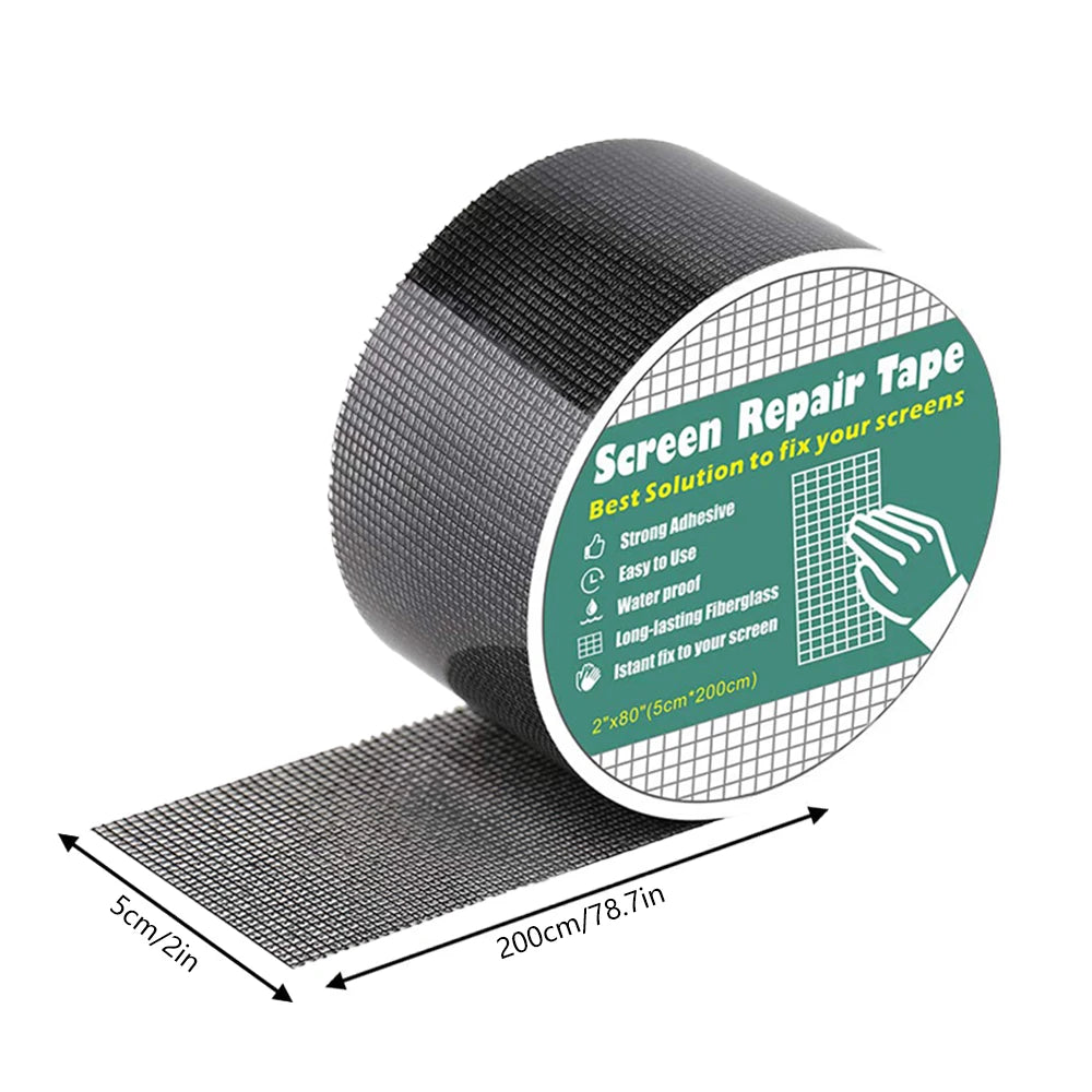 Window Screen Repair Tape Self 5*200cm Adhesive Mesh Tape Net Door Fix Patch Anti Insect Mosquito Mesh Broken Strong Repairing Zpaxo