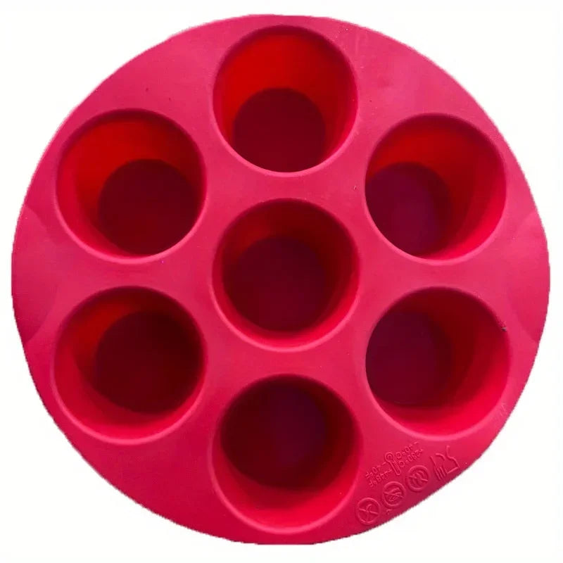 2026 New Silicone Egg Bite Molds for Air Fryer - 7-Cavity Non-Stick Muffin Pan for Cupcakes/Quiches/Tarts - Dishwasher Safe Pans Zpaxo Red