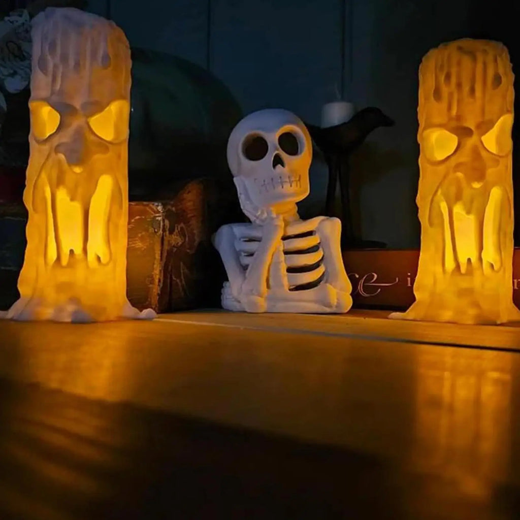 Halloween Flameless Candles Spooky Human Face LED Candle Flickering