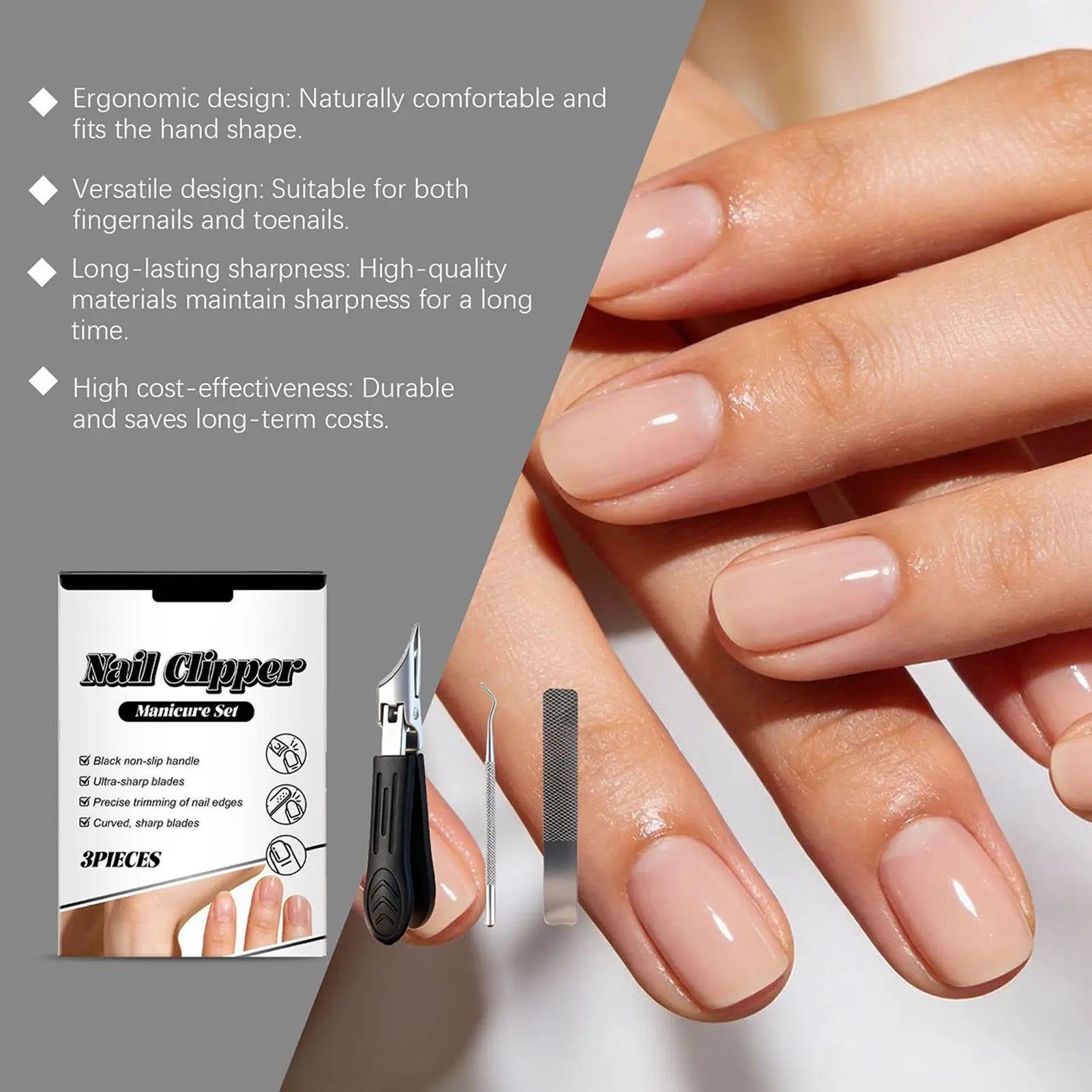 Angled Nail Clippers – Wide Opening Anti-Splash Trimmer Nail Clipper Trimmer Zpaxo