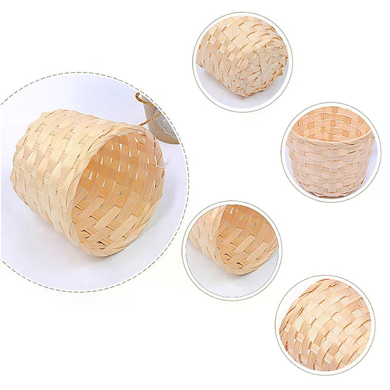 Rural Woven Baskets Bamboo Mini Desktop Storage Basket Portable Storage Baskets Fruit Arrangement Baskets Zpaxo