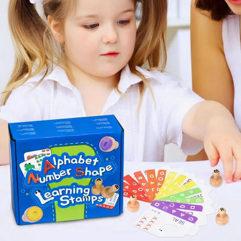 Kids Alphabet Stamps Alphabet Number Stamp Flashcard Portable Math Games Educational Toy For Kid Boy Girls Children Zpaxo