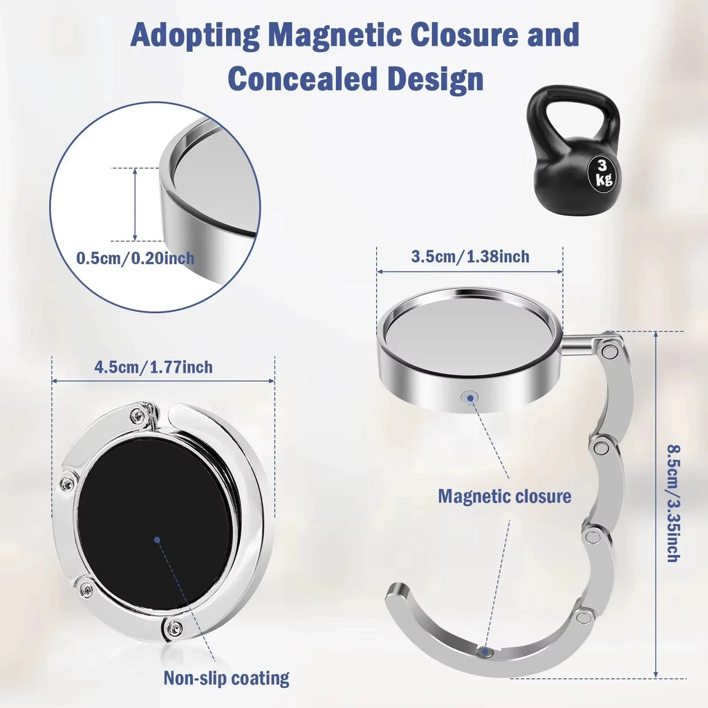 1- Portable Folding Bag Hanger Handbag Hook Holder Table Crystal