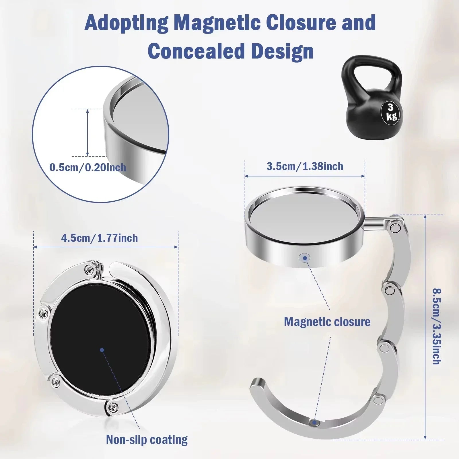 1- Portable Folding Bag Hanger Handbag Hook Holder Table Crystal