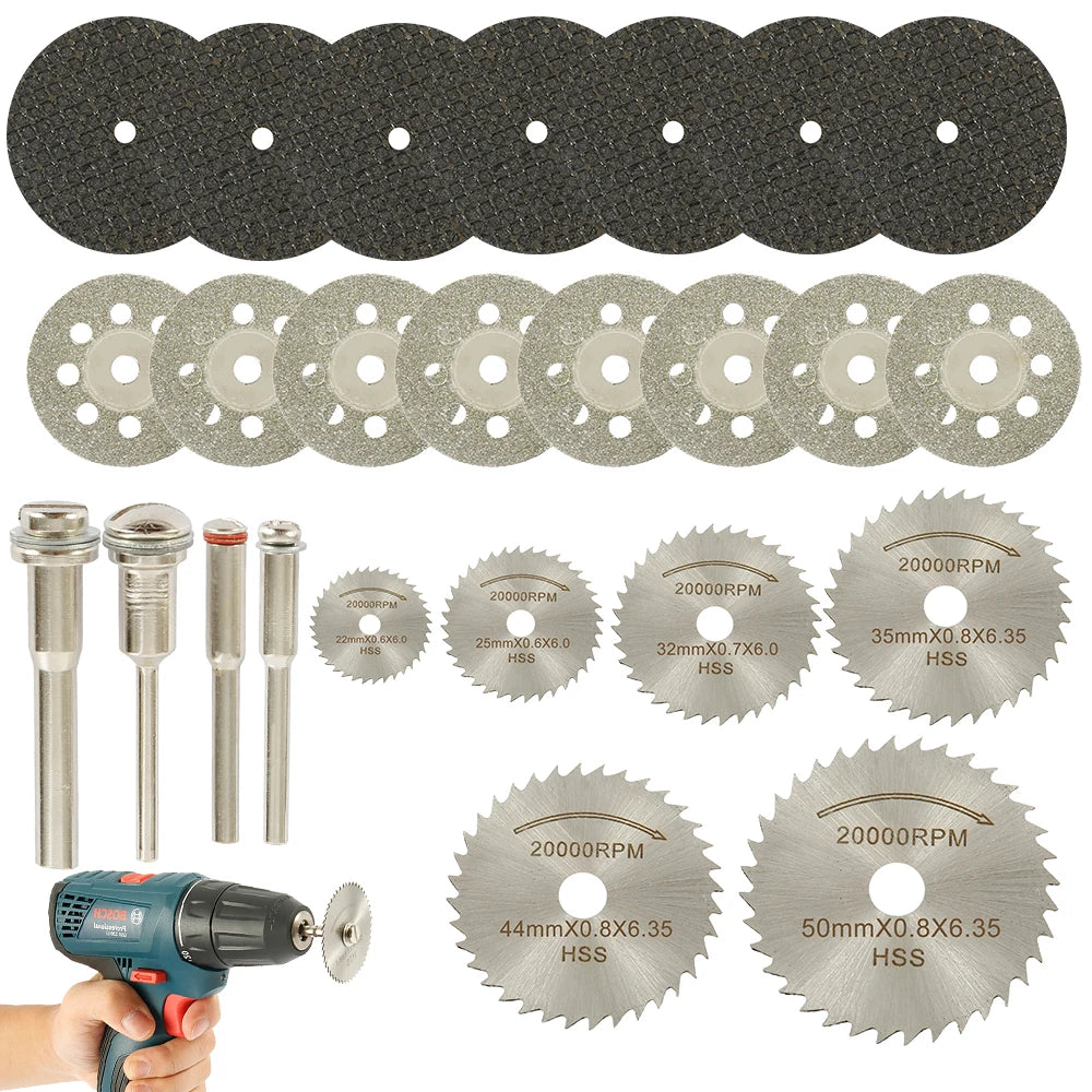 11/30/32pcs Mini Circular Saw Blade Set Sanding Grinding Wheel Cutting Disc for Dremel Metal Cutting Rotary Tools Accessories Zpaxo 32 pieces