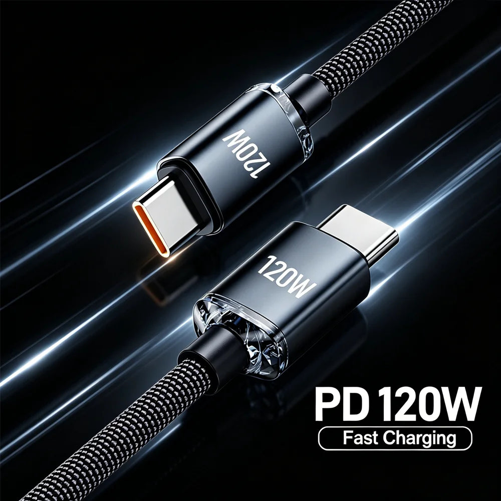 120W USB-C to USB-C Fast Charging Cable – 6A Quick Charge USB-C Charging Cable Zpaxo