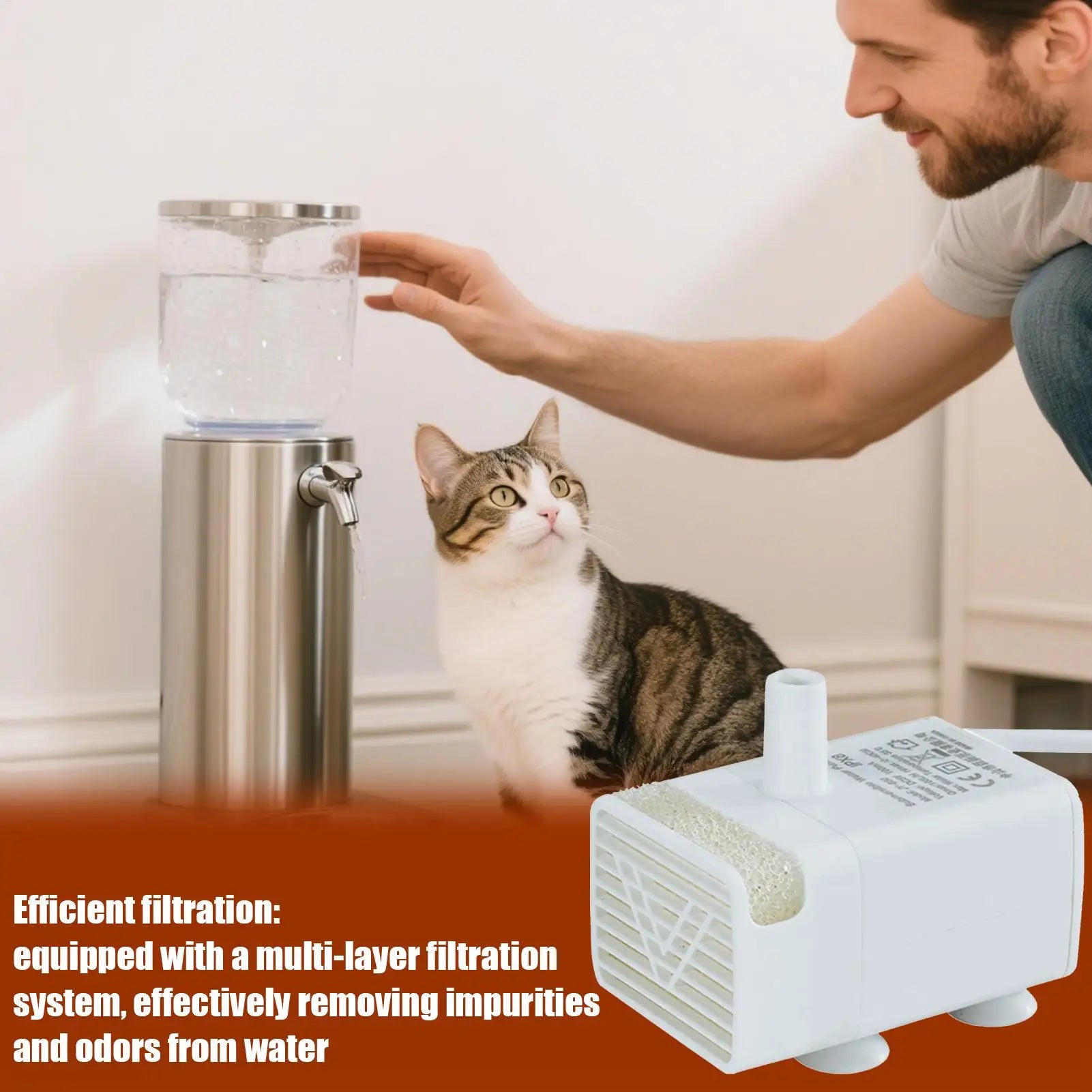Pet Fountain Motor Submersible Pump Silent USB Cat Water Quiet
