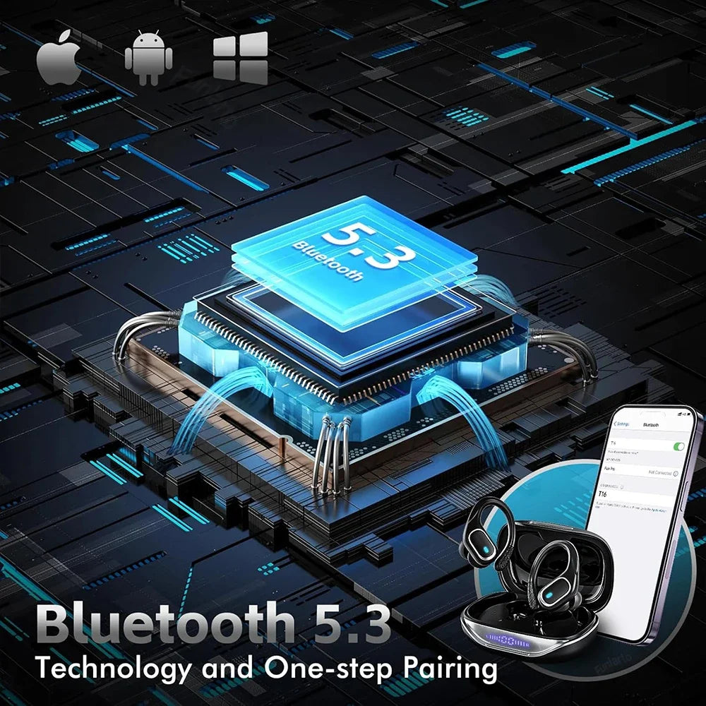 Wireless Bluetooth Earphones Sports Dual MIC AI Noise Cancellation