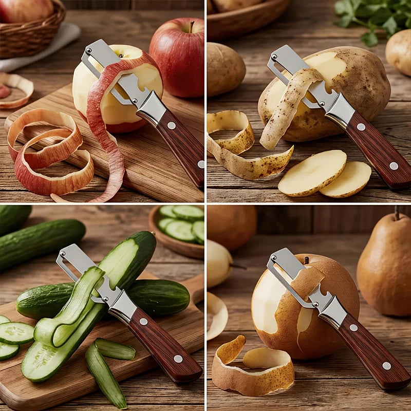 2pcs Stainless Steel Multifunctional Vegetable Peeler And Bottle Opener - Labor-Saving And Convenient Kitchen Tool, Suitable Zpaxo