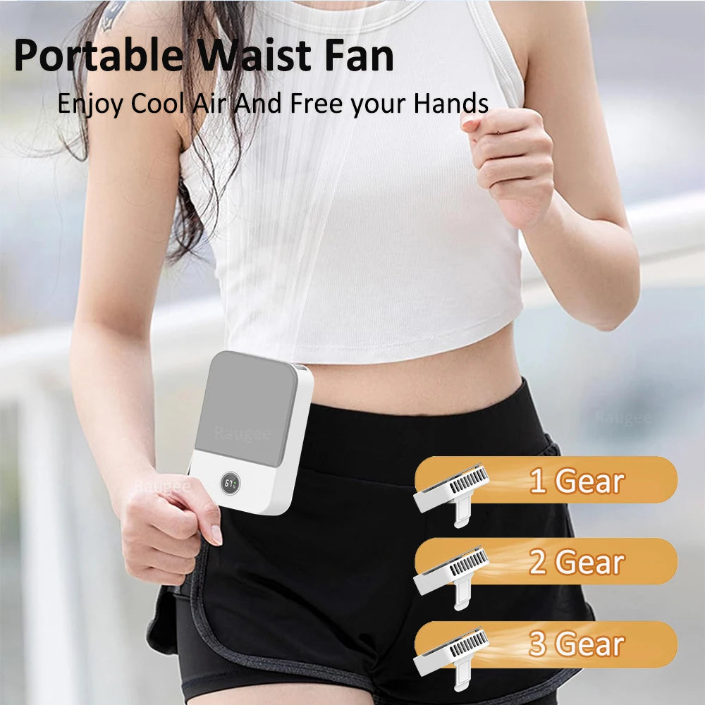 Portable Handheld Fan Waist Rechargeable Mini Hanging Neck Desk