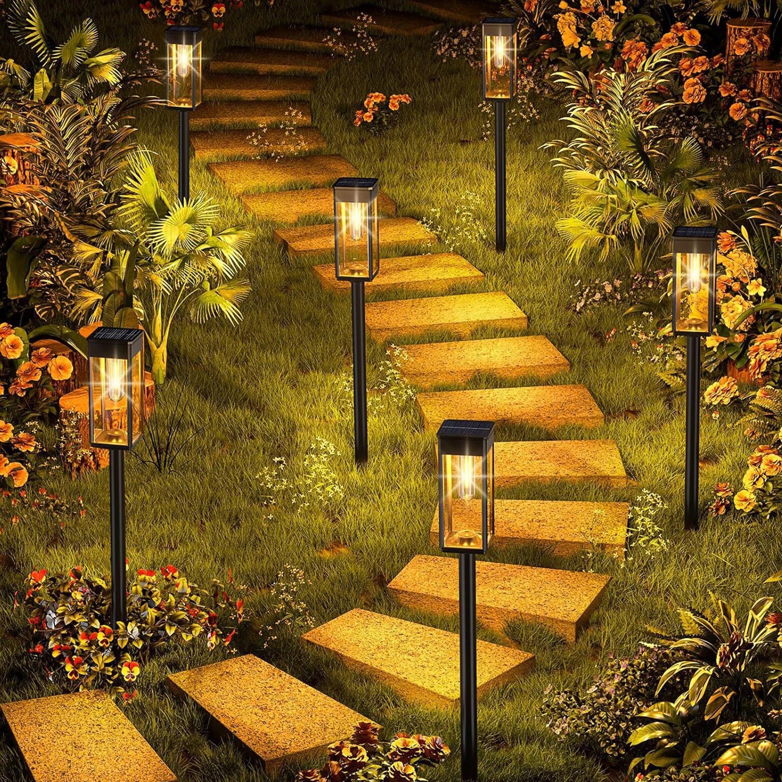 Solar Powered Lanterns Waterproof Metal Outdoor Light Tungsten