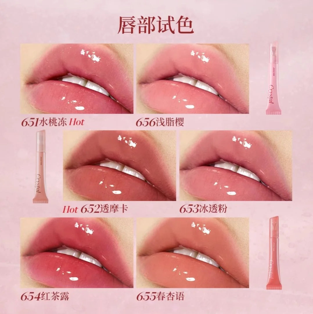 JOOCYEE Crystal Gloss Liquid Lip Tint moisturizer lip gloss Hydrate Lips Makeup Long Last Original Makeup Cosmetics Zpaxo