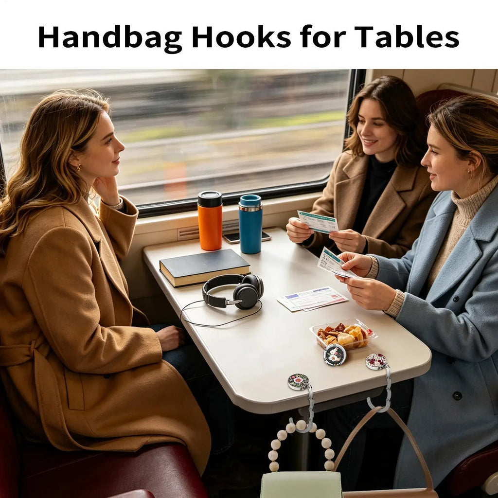 Purse Hook Table 3 Flower Pattern Women's Bag Under Desk Hanger Women