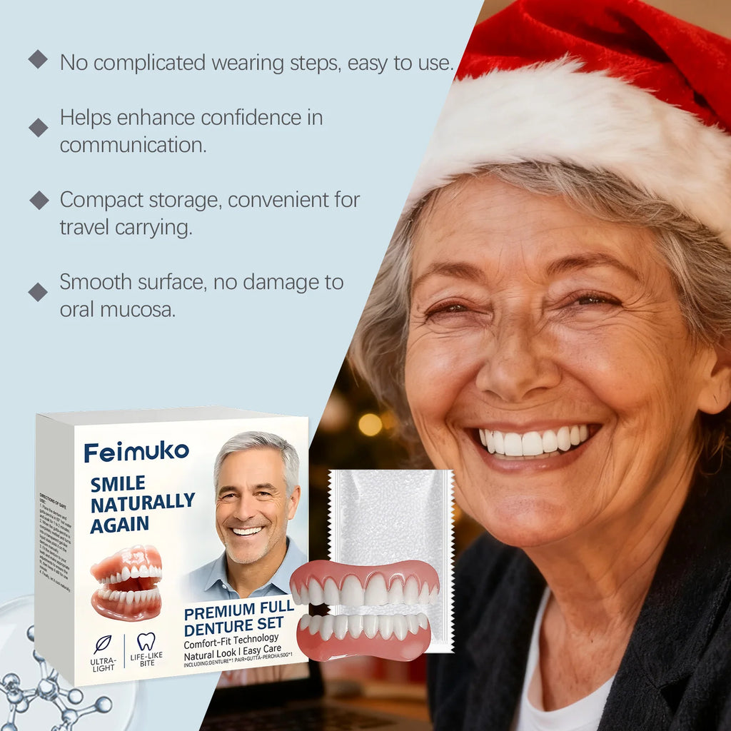 Senior-Focused Denture Care Kit - Resin Material, Comfort Fit, Natural Look, Easy Maintenance, Complete Care Solution Zpaxo