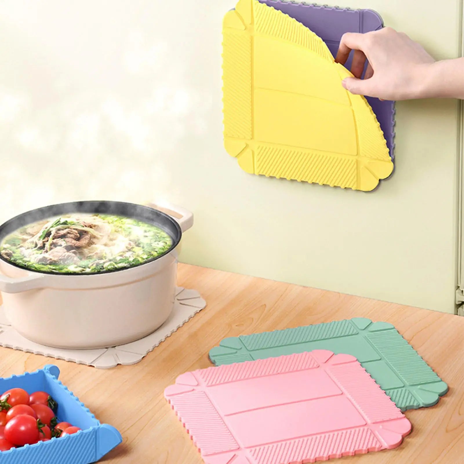1PC Foldable Silicone Mat With Magnetic Feature Heat Resistant Trivet For Casserole Dish Folding Cutting Board For Camping Zpaxo