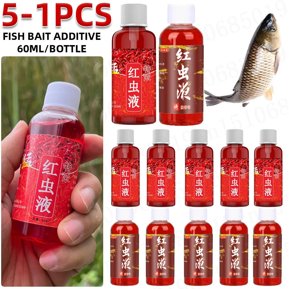 5-1PCS 60ML Fish Attractant Liquid Blood Worm Scent Concentrated Perch Catfish Red Worm Liquid Fish Bait Fishing Accessories Zpaxo